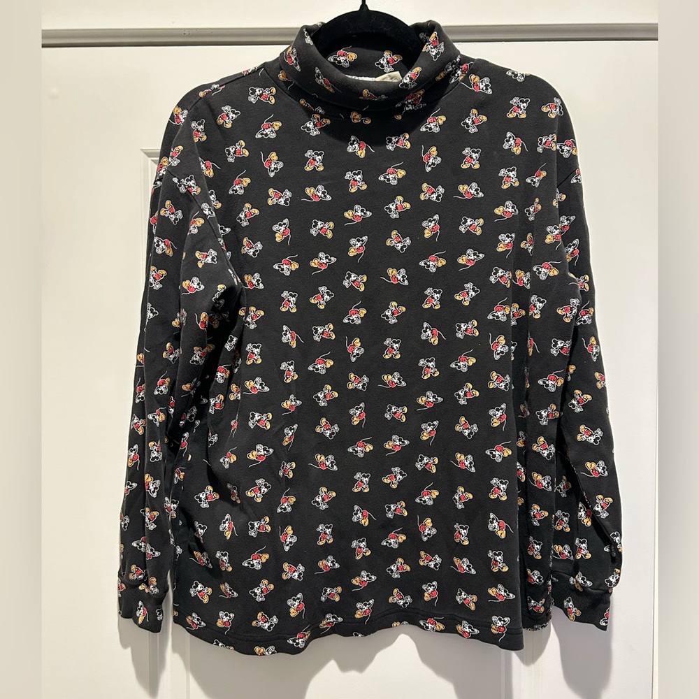 90s / Y2K Vintage Mickey & Co Disney All-Over Print Turtleneck Top Sz L